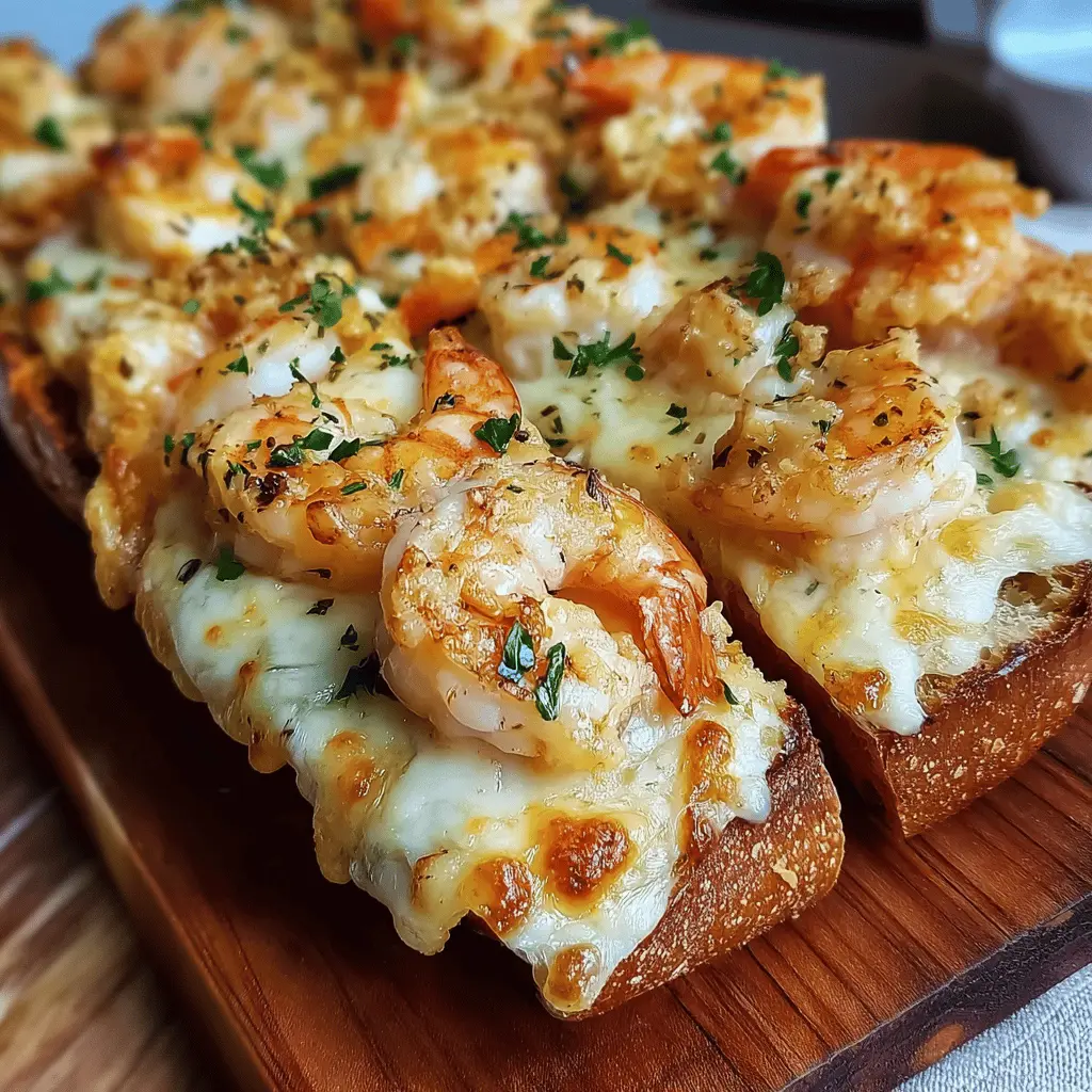 Cheesy Garlic Shrimp Bread