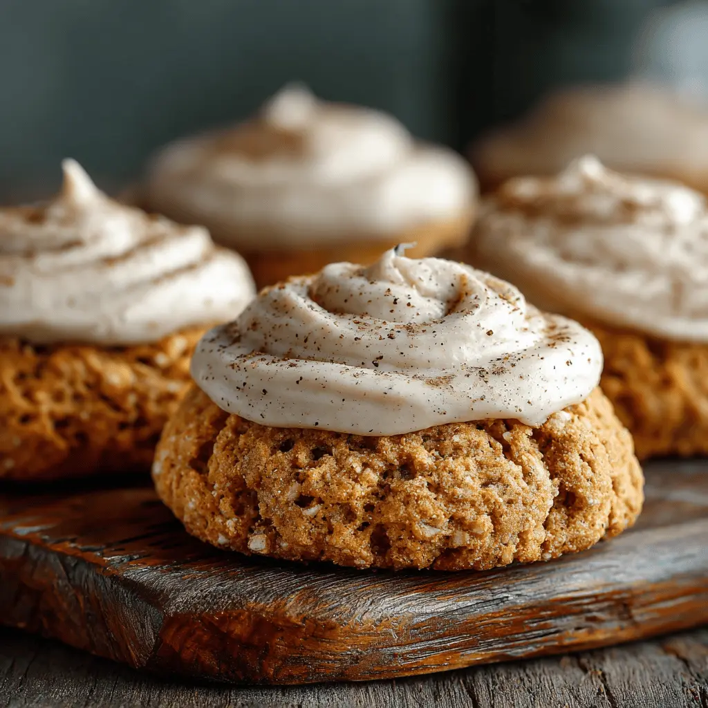 Pumpkin Oatmeal Cookies with Cinnamon Cream Cheese Frosting