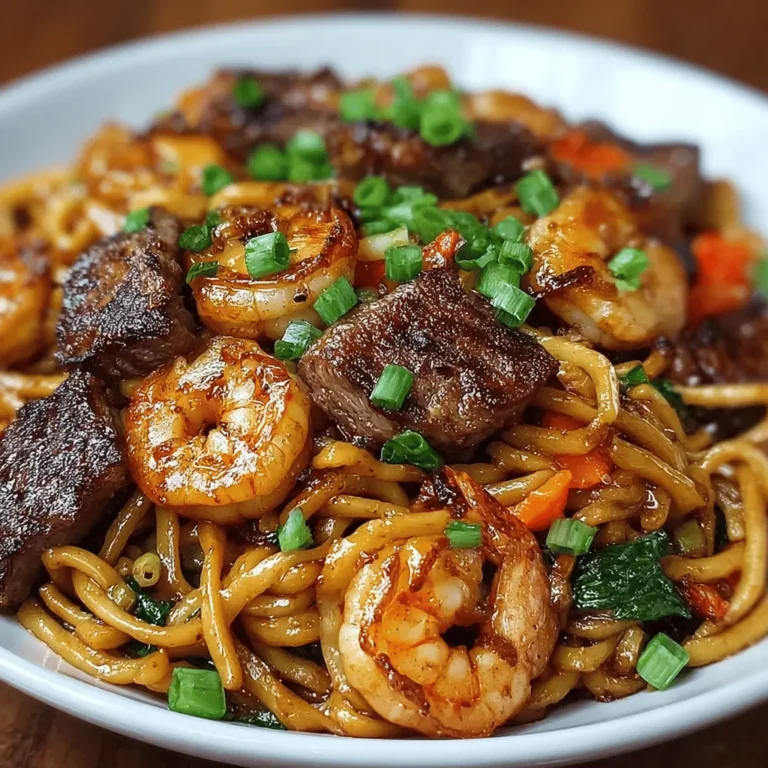 steak shrimp noodles