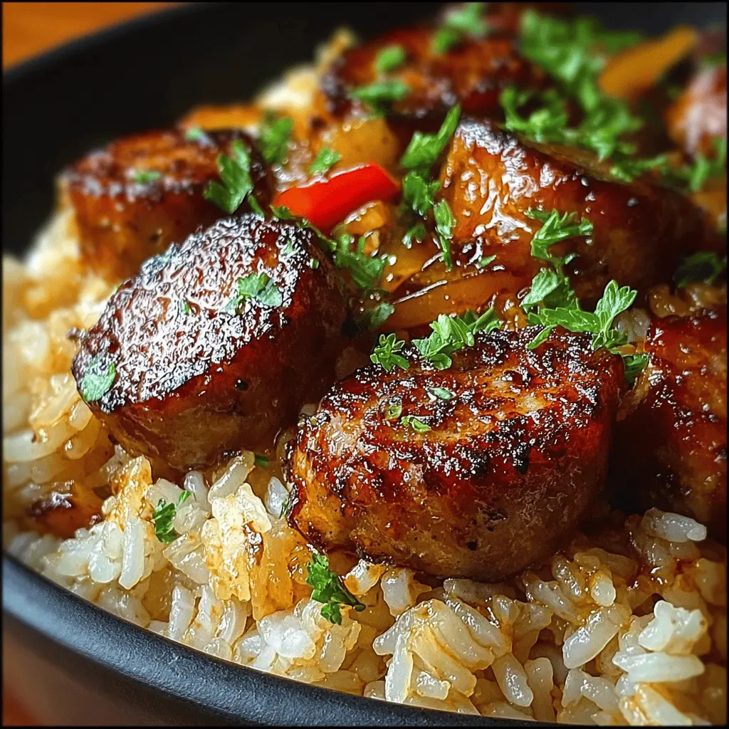 One-Skillet Cajun Honey Garlic Sausage & Rice