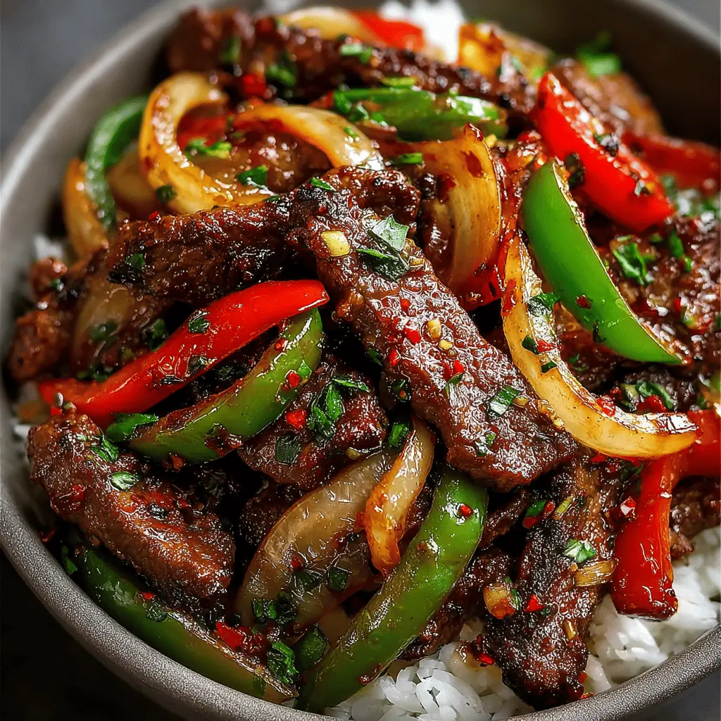 Sizzling Chinese Pepper Steak with Onions