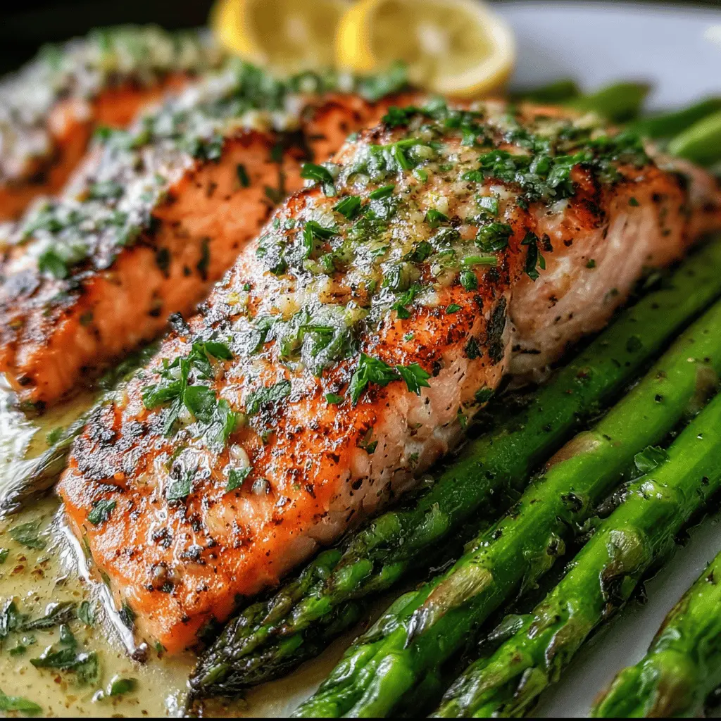 Garlic Butter Roasted Salmon with Asparagus