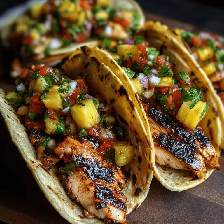 Teriyaki Chicken Tacos with Grilled Pineapple Pear Salsa