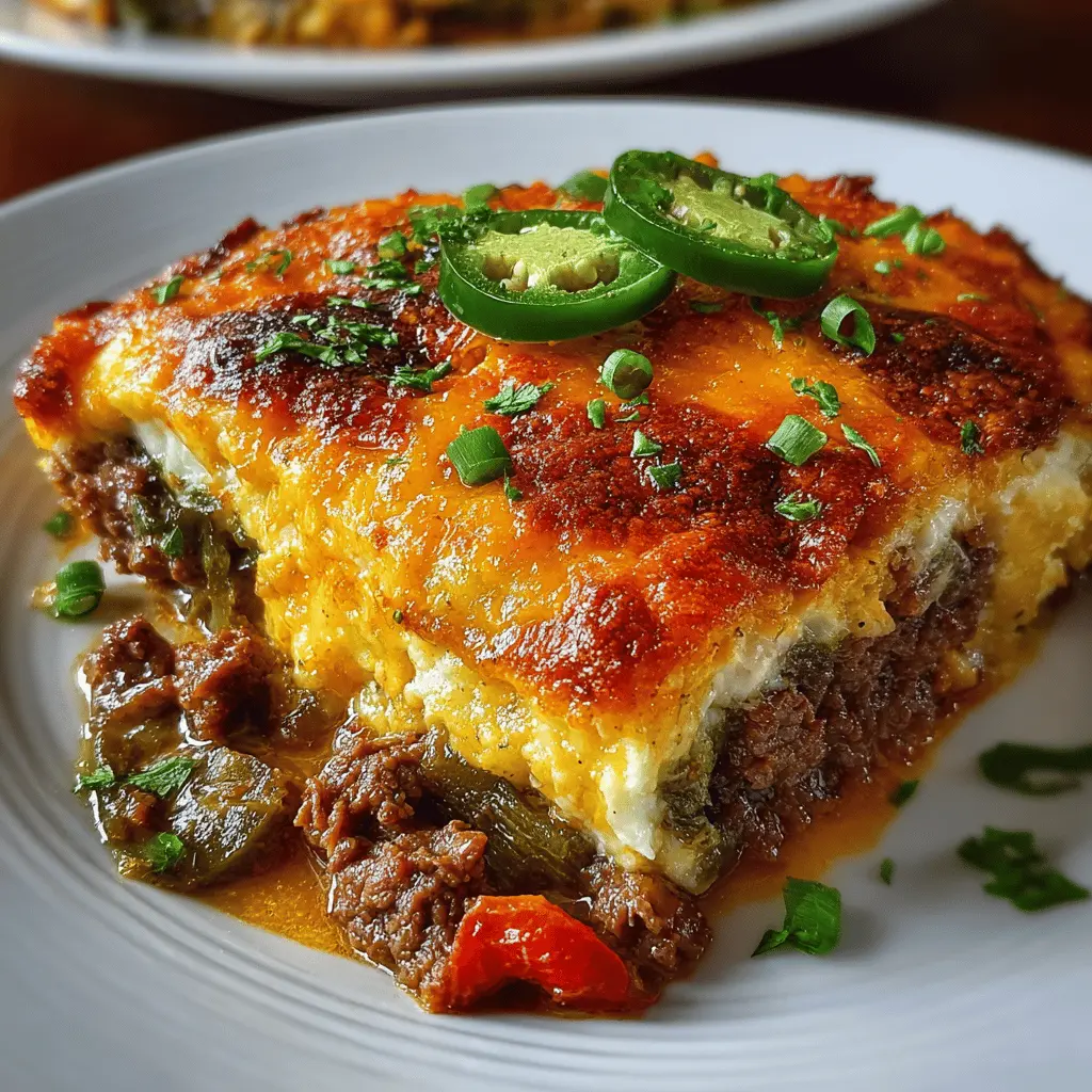 Baked Beef Chiles Rellenos Casserole