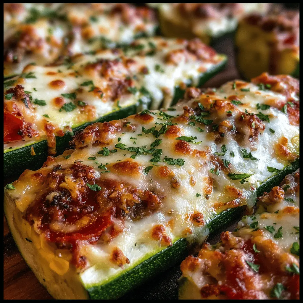 Cheesy Zucchini Pizza Boats