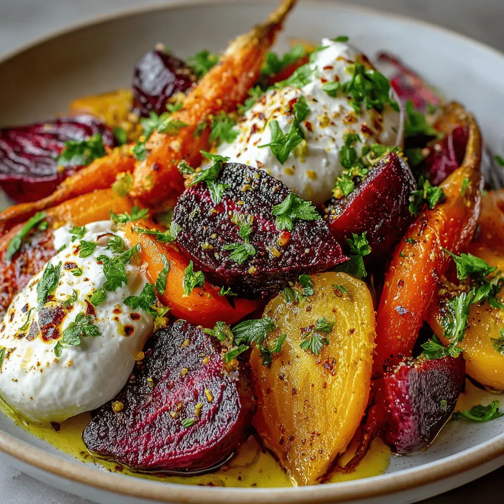 Roasted Beets and Carrots Salad with Burrata