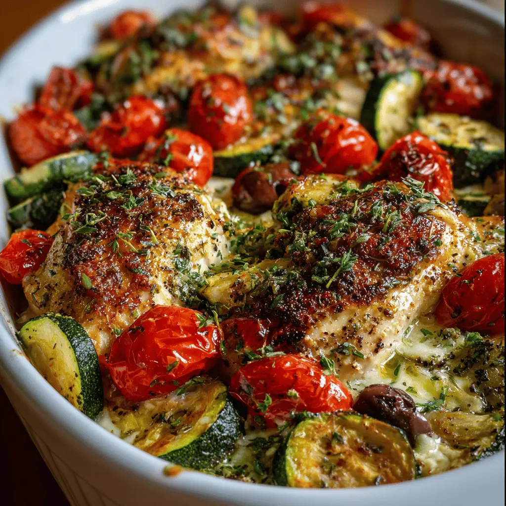 Mediterranean Chicken Zucchini Bake