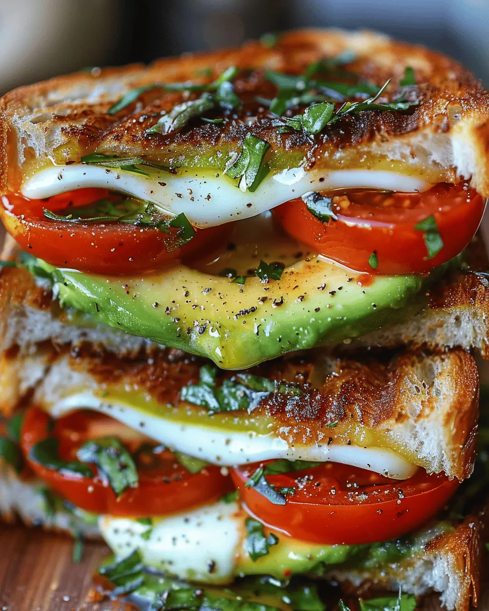 Avocado, Mozzarella, and Tomato Grilled Cheese