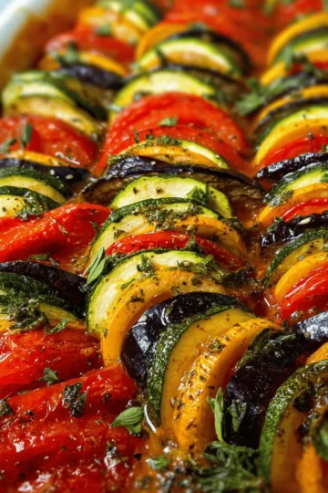 Baked Ratatouille with Tomatoes, Zucchini, and Eggplant