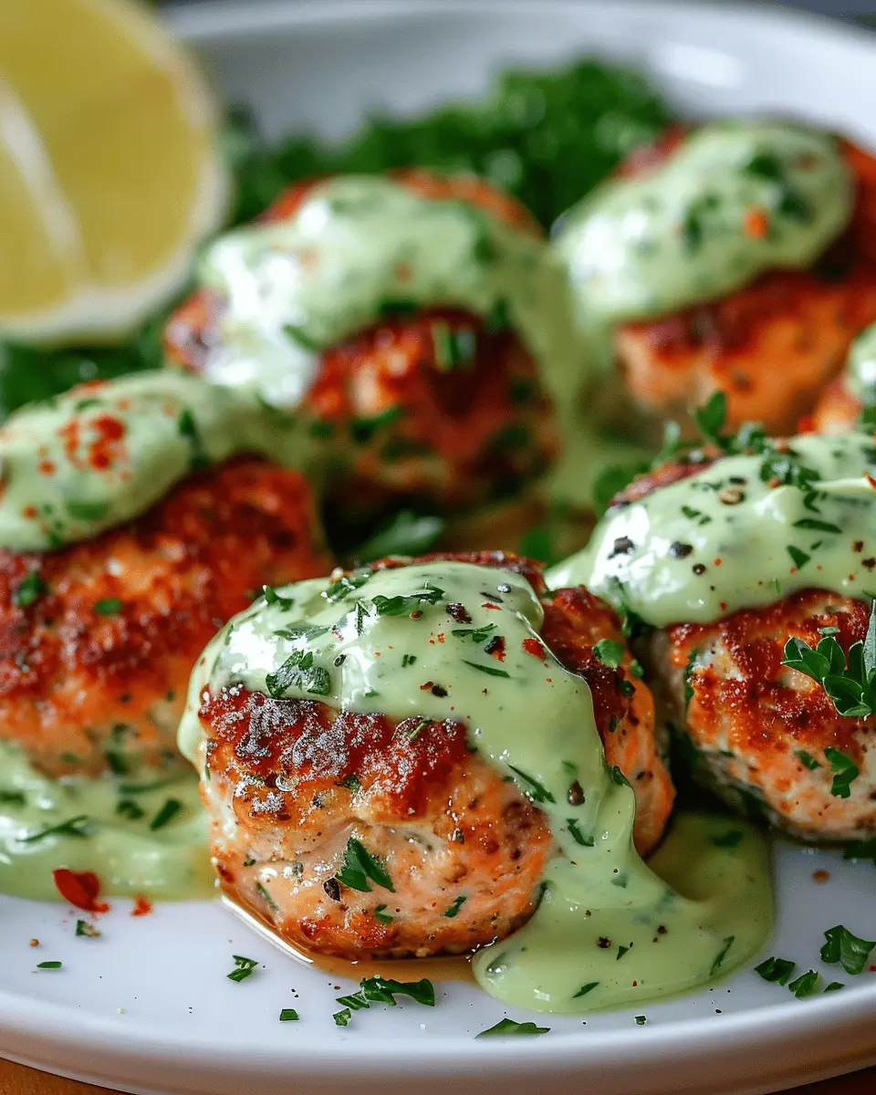 Baked Salmon Meatballs with Creamy Avocado Sauce