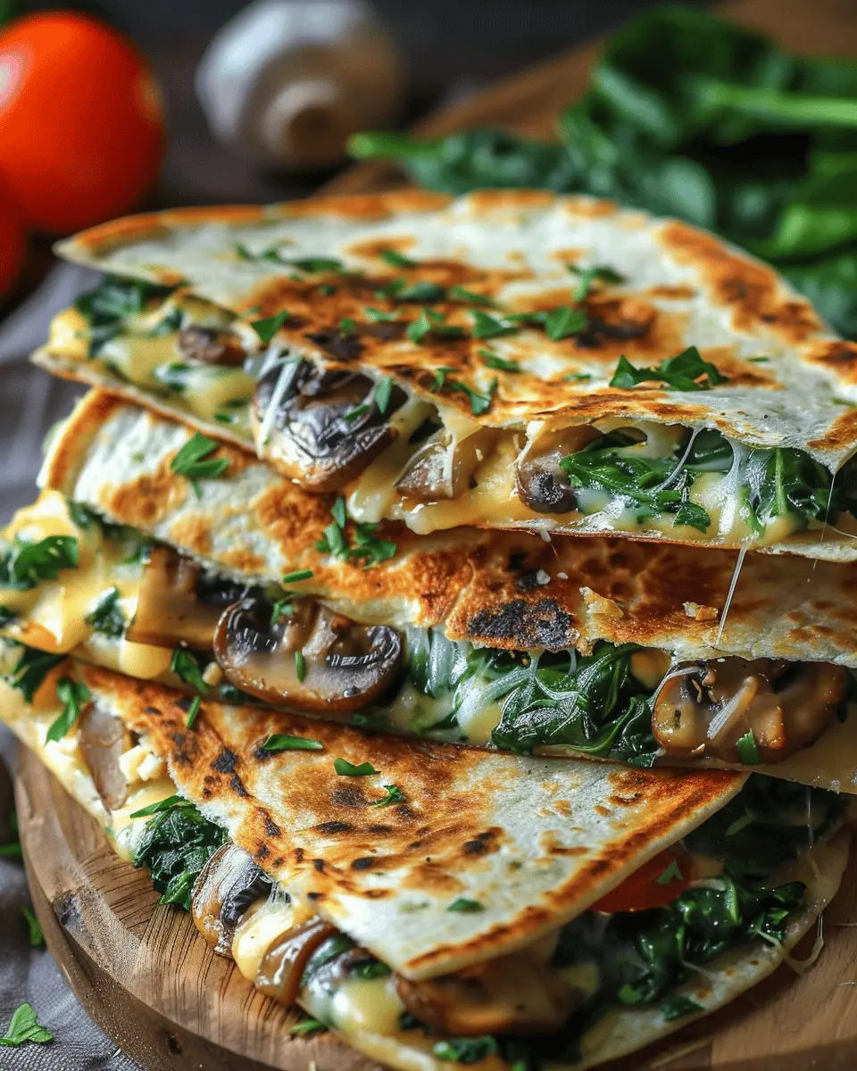 Baked Spinach Mushroom Quesadillas
