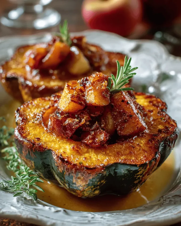 Brown-Sugar & Cinnamon Roasted Acorn Squash Stuffed with Fried Apples