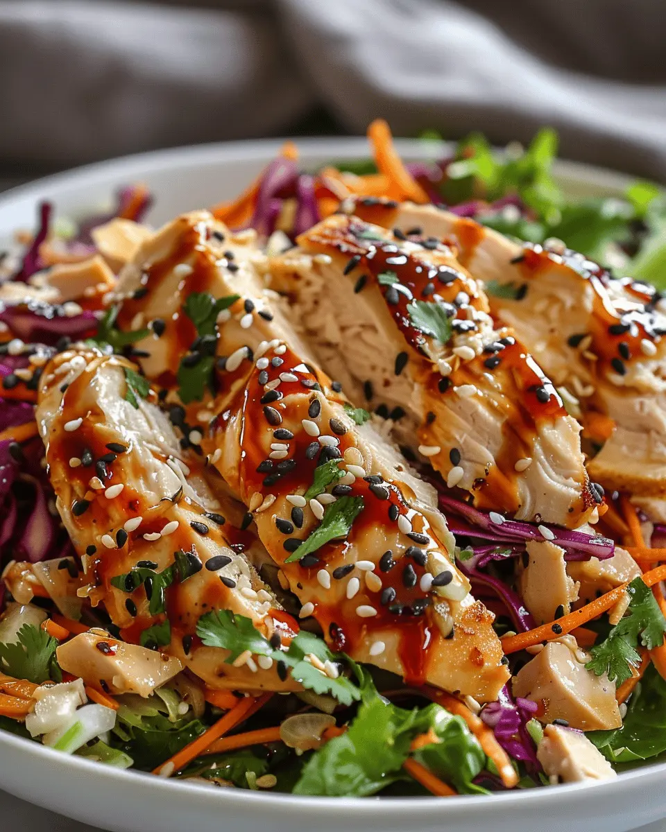 Chicken Coleslaw Salad with Ginger Sesame Dressing