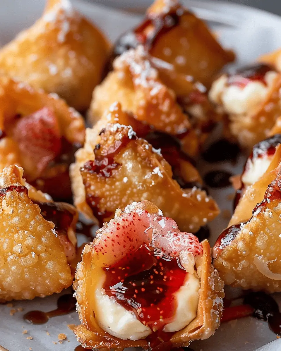 Deep-Fried Strawberry Cheesecake Stuffed Wonton Bites