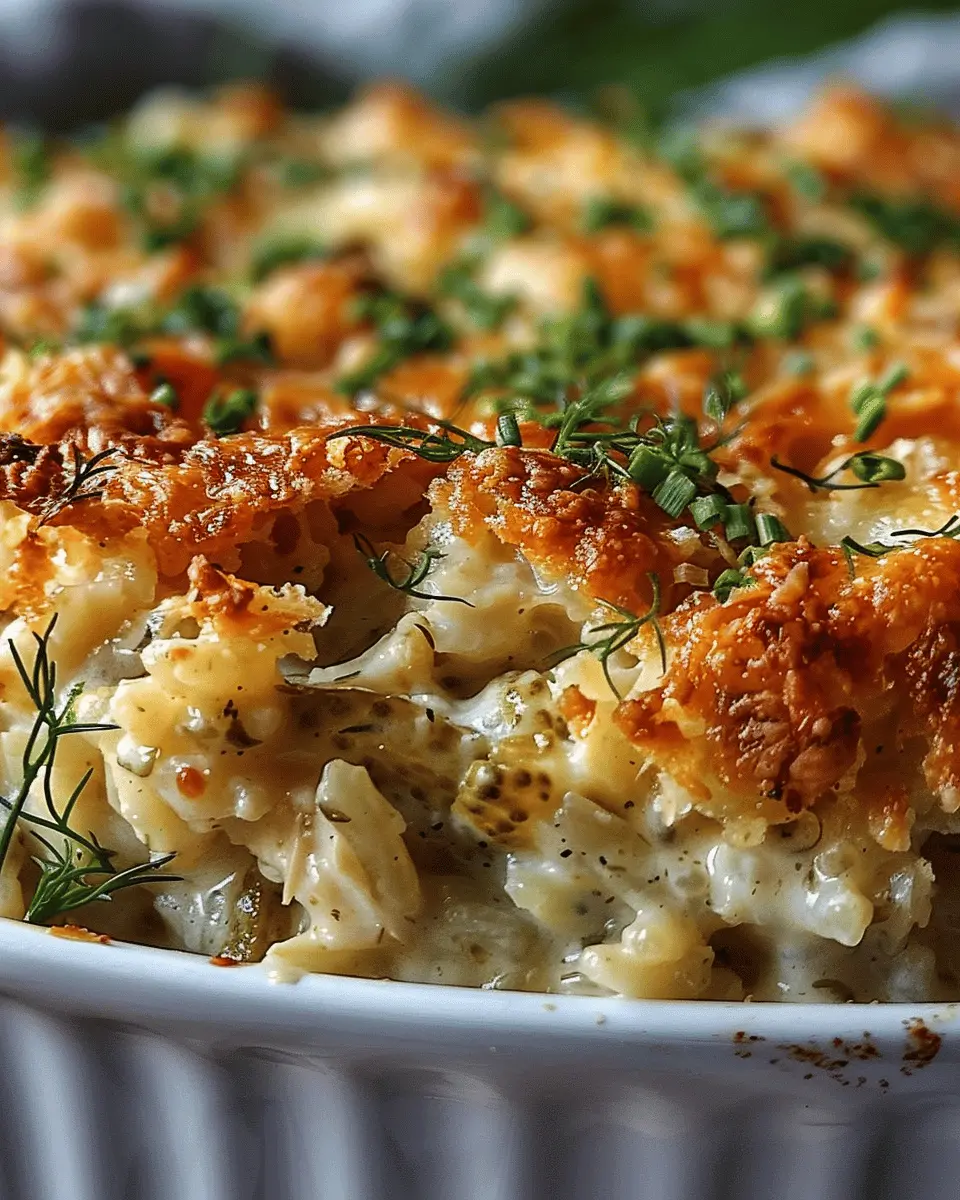 Dill Pickle French Onion Chicken Rice Casserole