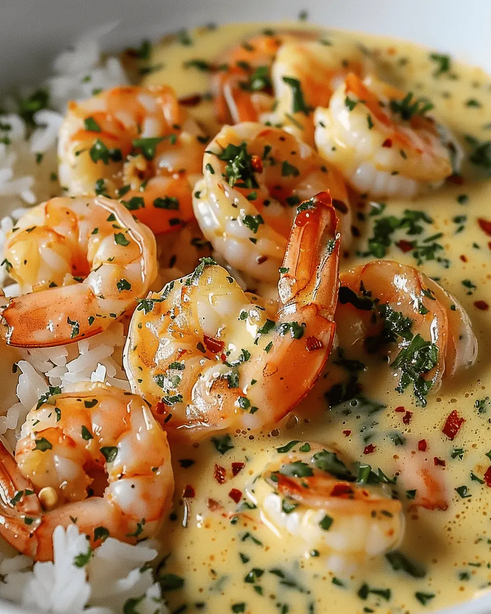 Garlic Butter Shrimp in Creamy Sauce with Rice