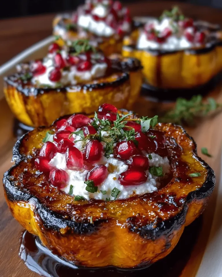 Honey-Glazed Acorn Squash with Creamy Goat Cheese and Cranberry Drizzle