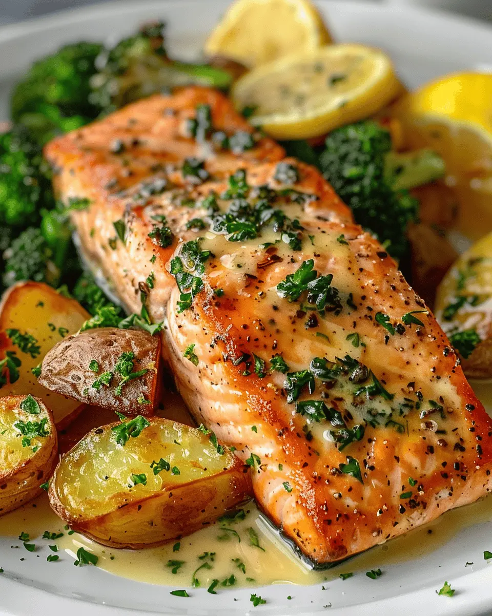 Life-Changing Lemon Butter Salmon with Crispy Potatoes & Broccoli
