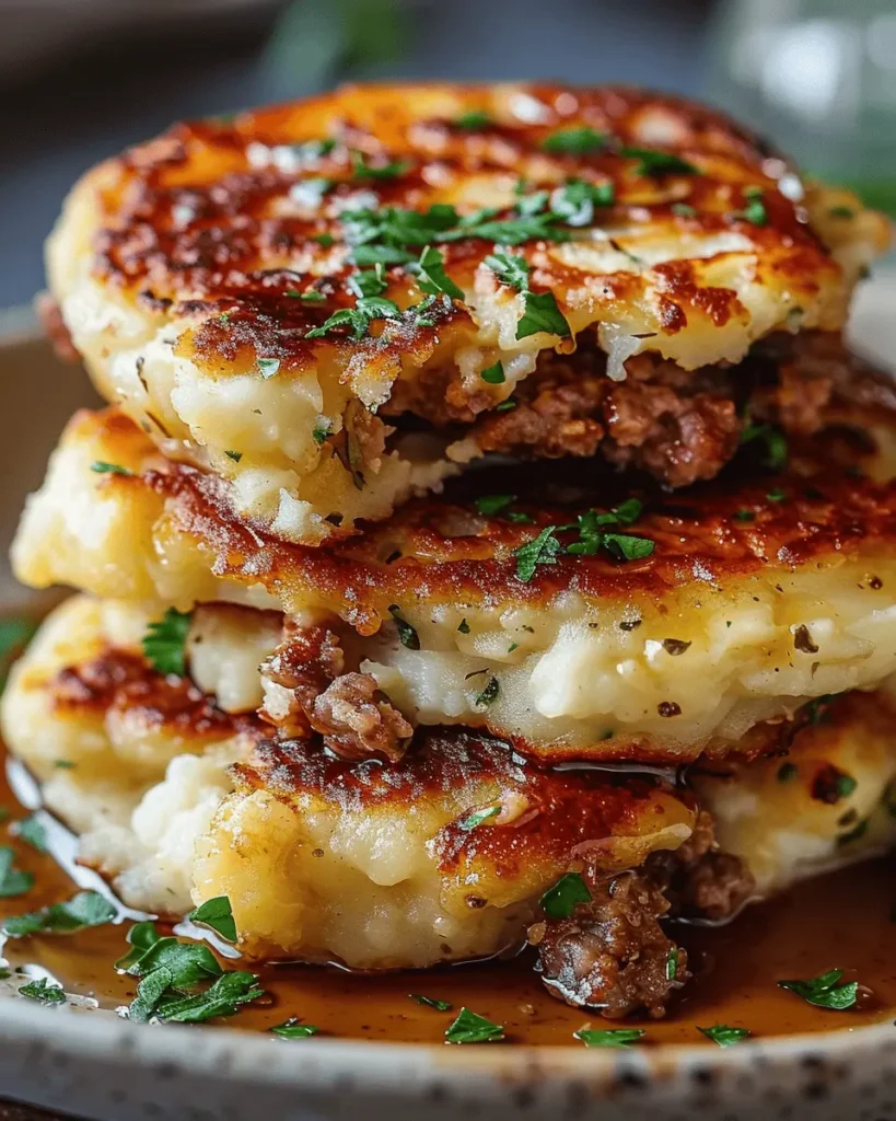 Mashed Potato Pancakes with Meat Filling