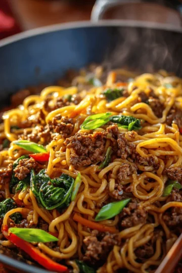 Mongolian Ground Beef Noodles