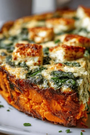 Spinach & Feta Quiche with Sweet Potato Crust