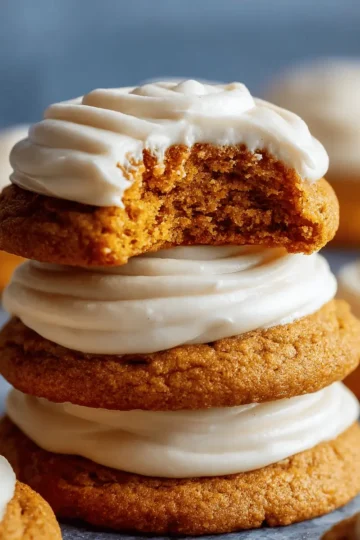 Soft Pumpkin Cookies with Cream Cheese Frosting