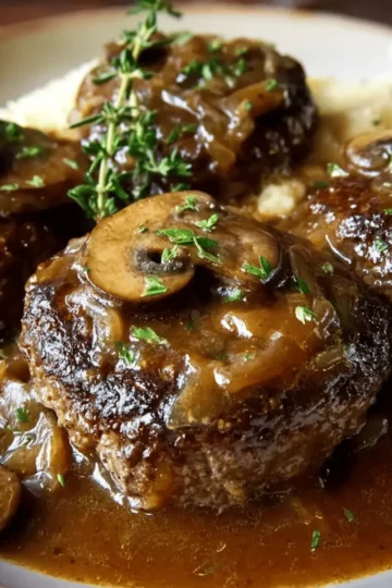 Classic Southern Hamburger Steaks with Onion & Mushroom Gravy
