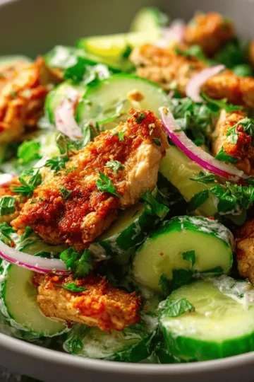 Crispy Cucumber Chicken Salad
