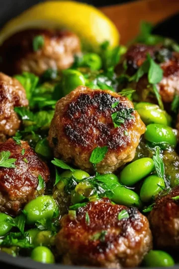 Herb-Infused Meatballs with Broad Beans in Lemon Sauce