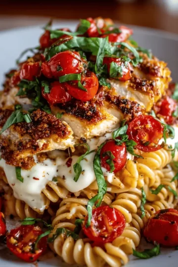Bruschetta Chicken Pasta Stack
