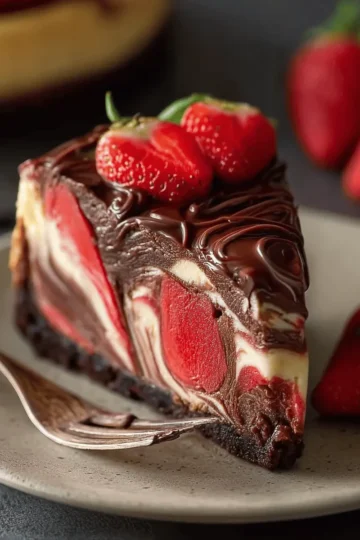 Chocolate Strawberry Swirl Cheesecake