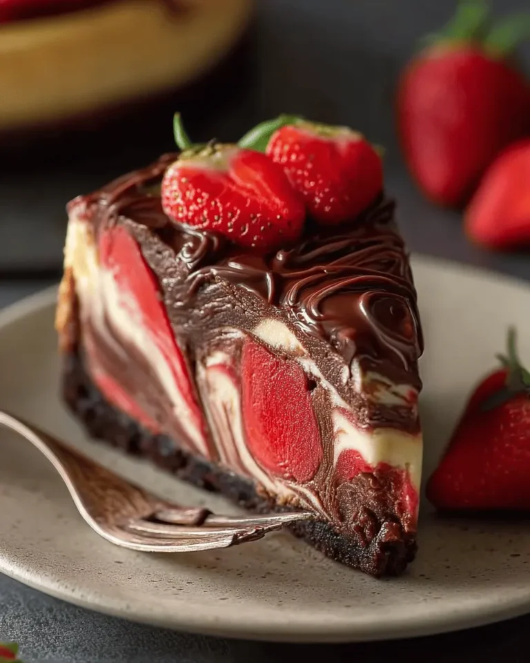 Chocolate Strawberry Swirl Cheesecake