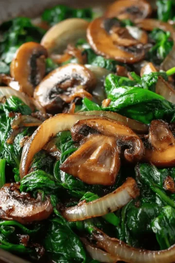 Easy Sautéed Spinach with Mushrooms & Onions