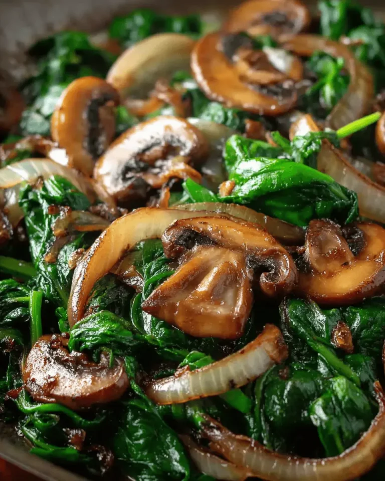 Easy Sautéed Spinach with Mushrooms & Onions