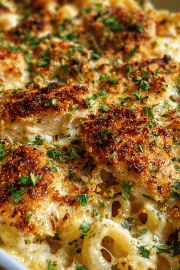 Garlic Parmesan Chicken Pasta Bake