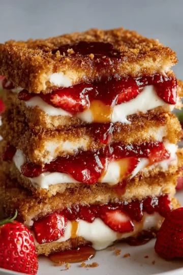 Fried Strawberry Cheesecake Sandwiches