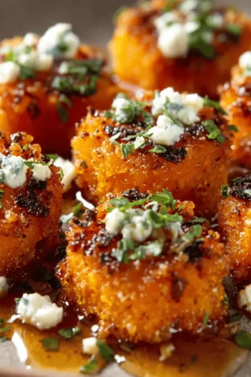 Crispy Butternut Squash Bites with Hot Honey Feta Drizzle