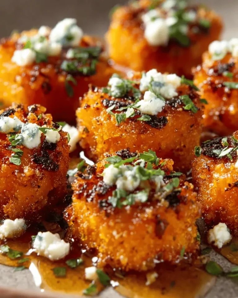 Crispy Butternut Squash Bites with Hot Honey Feta Drizzle