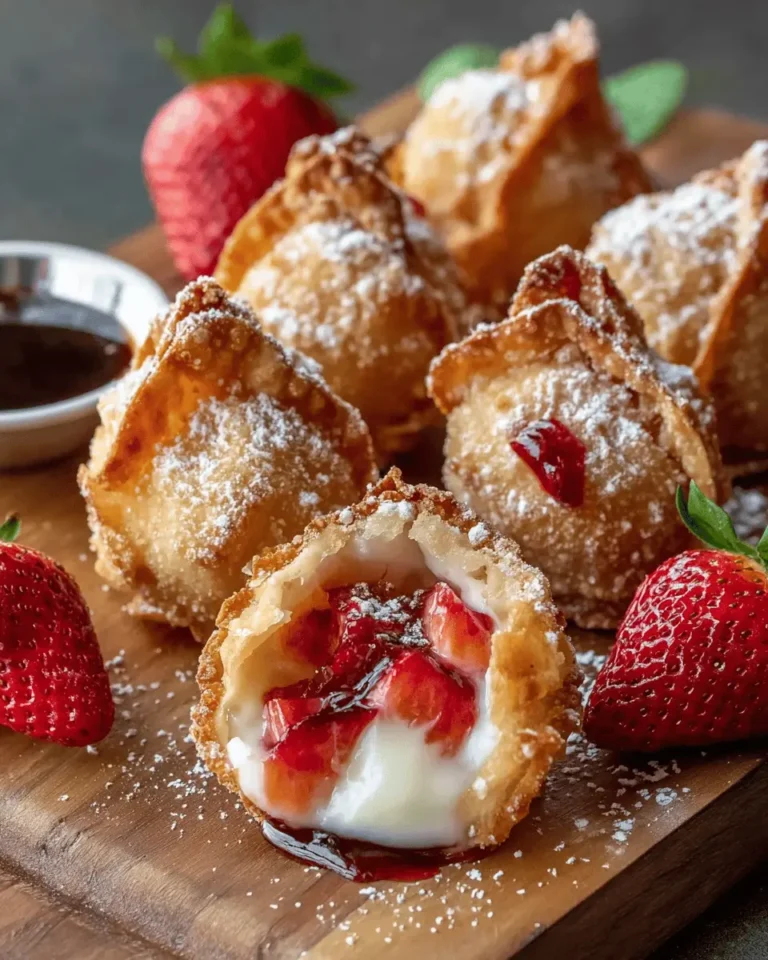 Deep-Fried Strawberry Cheesecake Stuffed Wonton Bites
