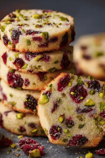 Cranberry Pistachio Shortbread Cookies