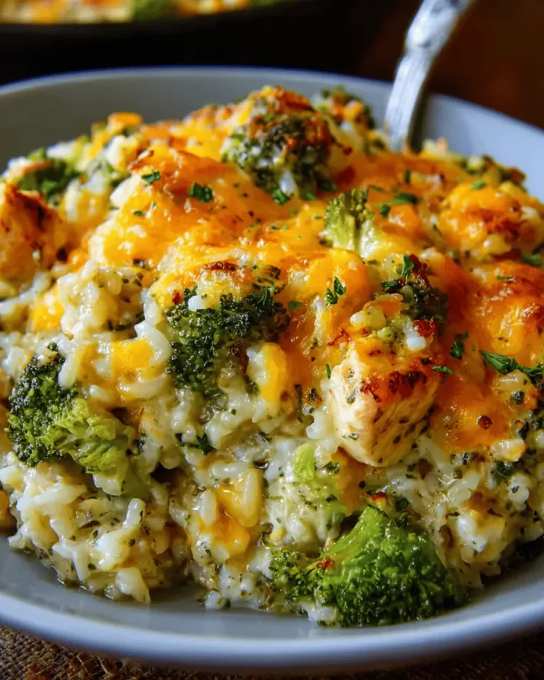 Cheesy Chicken, Rice & Broccoli Bake