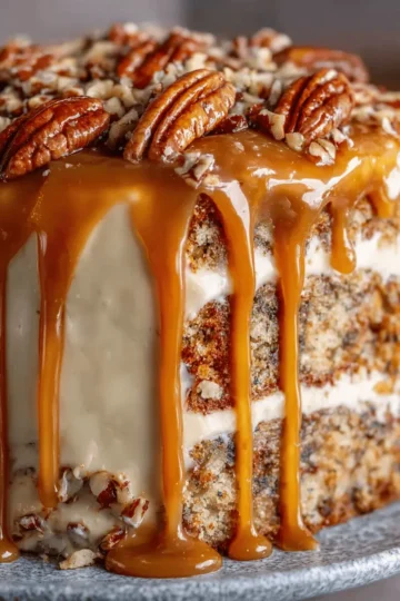 Banana Pecan Caramel Cake