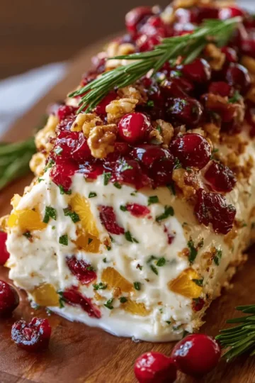 Pineapple Cranberry Holiday Cheese Log