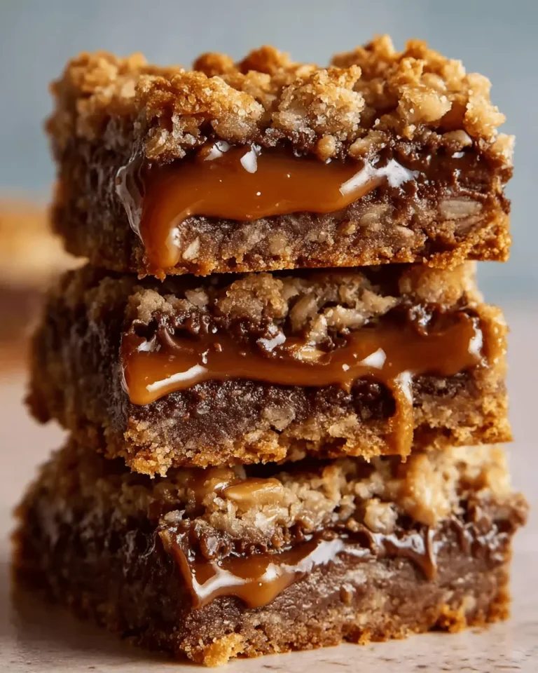 Chocolate Caramel Oatmeal Cookie Bars