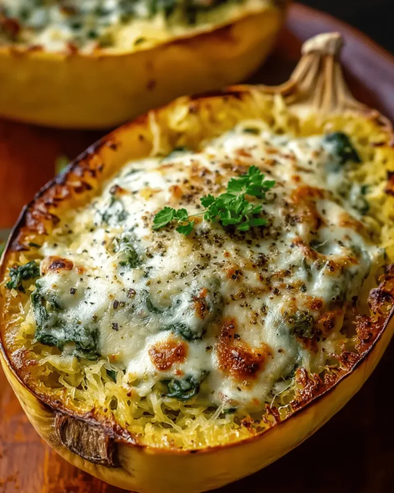 Cheesy Spinach Stuffed Spaghetti Squash with Garlic Sage Butter
