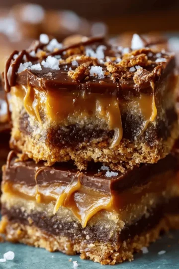Salted Caramel Fudge Layer Bars