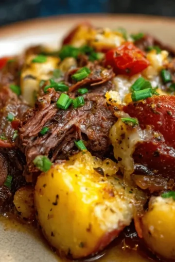 Crockpot Loaded Steak and Potato Bake