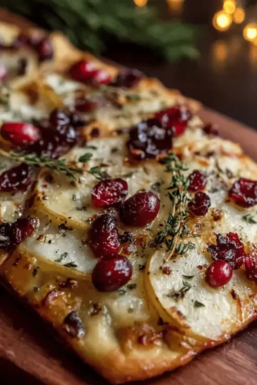 Pear, Brie, and Cranberry Flatbread with Thyme