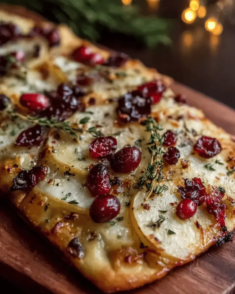 Pear, Brie, and Cranberry Flatbread with Thyme