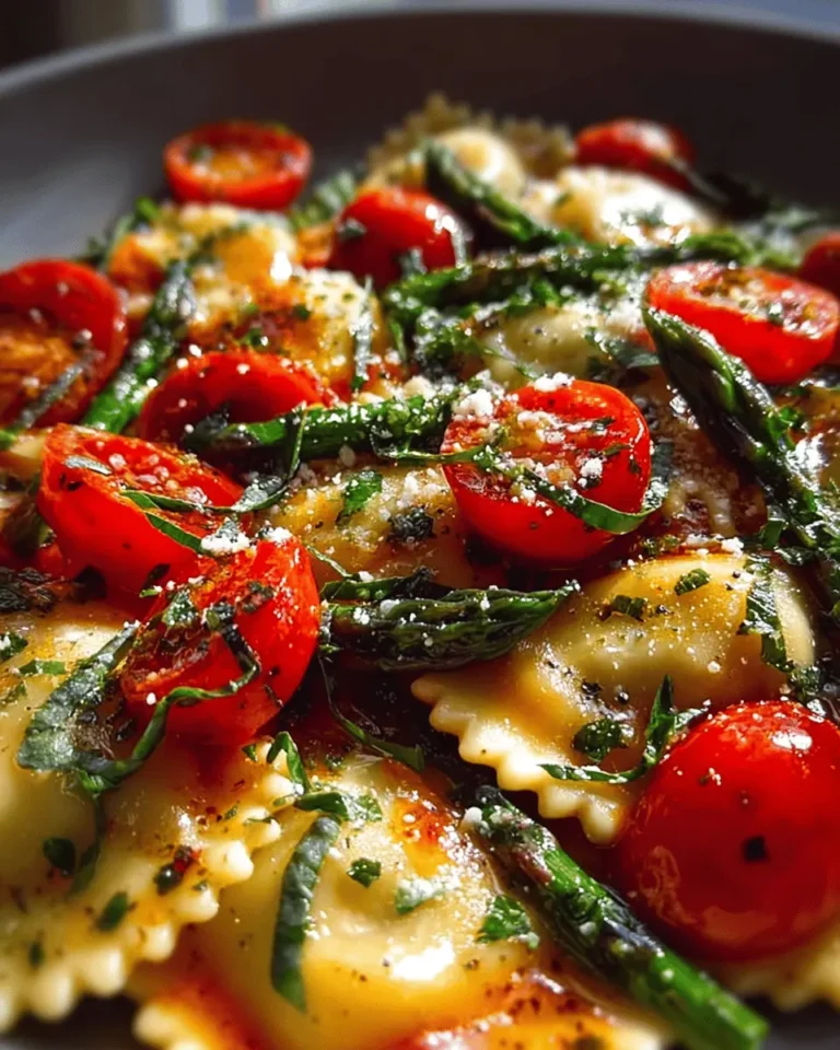 Ravioli with Tomatoes, Asparagus, Garlic, and Herbs